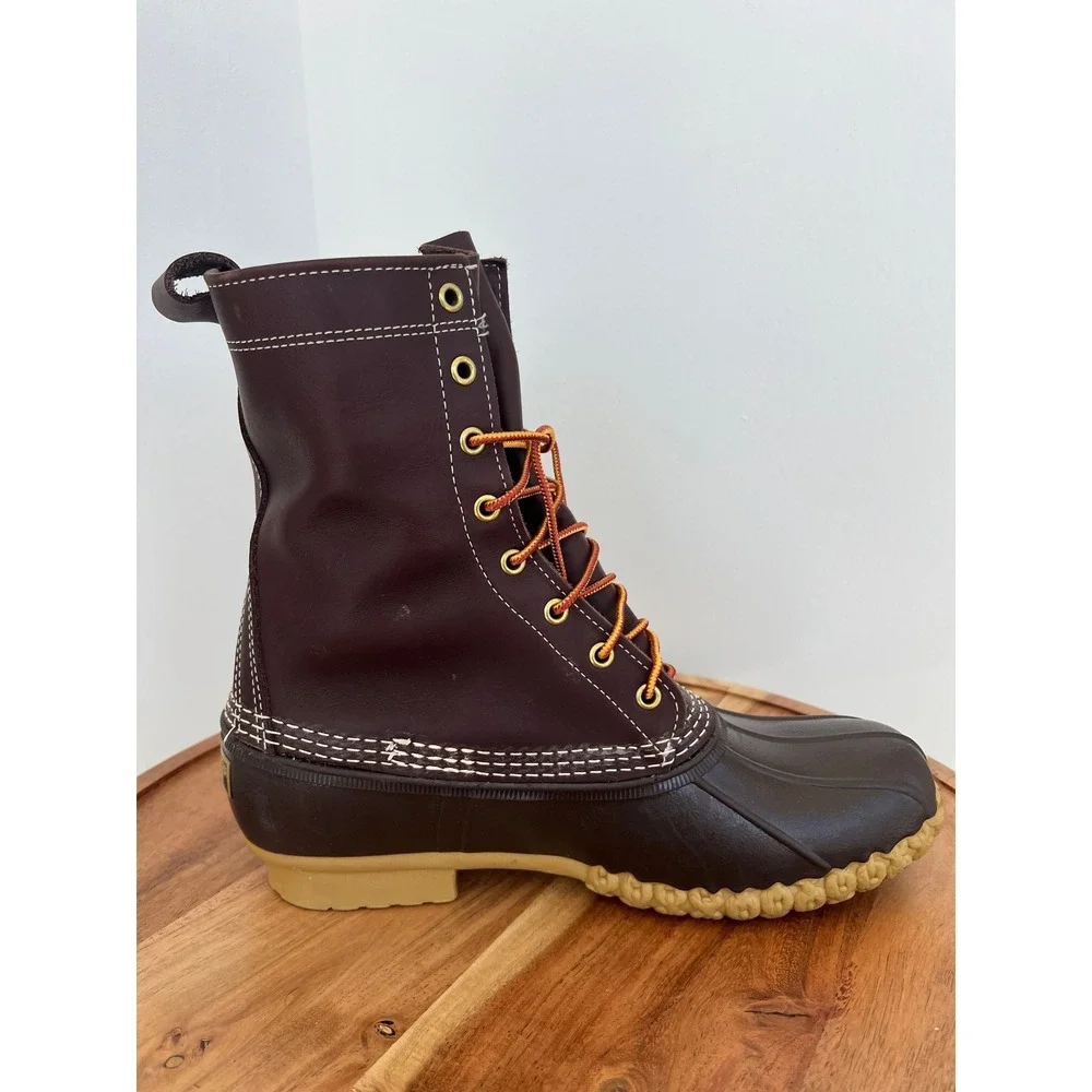 L.L. Bean Duck Boots Mens 10M‎ Brown Leather Waterproof Rain Snow Made in USA